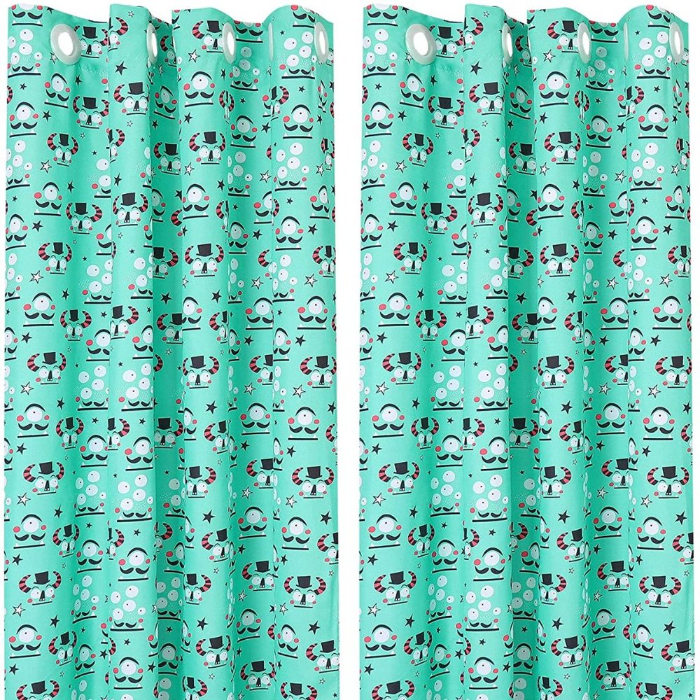 Alien Monster Decorative Curtains for Kids Room Green - 2 Panels